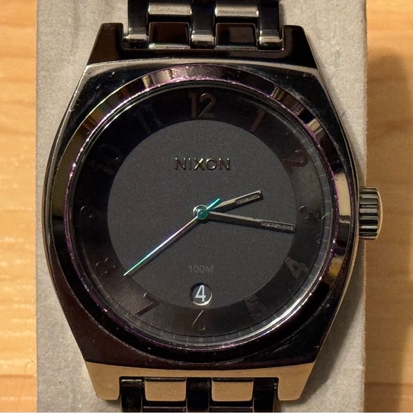 Nixon The Monopoly Own It Iridescent Gunmetal Men's Analog Watch w/FULL KIT RUNS